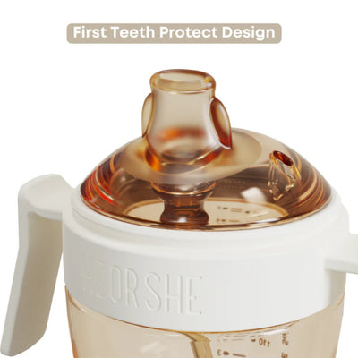 Copo de Treinamento Infantil com Canudo HEORSHE 210ML 6M+ Pink - Design Amigo da Dentição